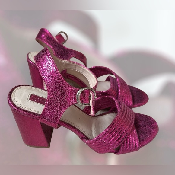 Topshop Metallic Pink Block Heels Sandals - Picture 5 of 10